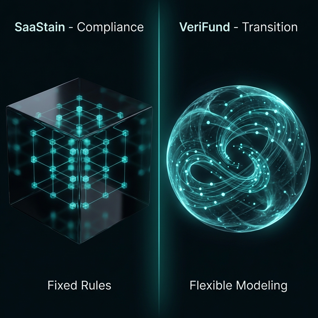SaaStain Financed Emissions vs VeriFund Avoided Emissions - Dual Ledger